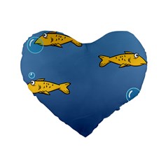 Water Bubbles Fish Seaworld Blue Standard 16  Premium Heart Shape Cushions by Mariart