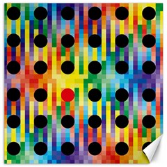 Watermark Circles Squares Polka Dots Rainbow Plaid Canvas 12  X 12   by Mariart