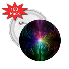 Anodized Rainbow Eyes And Metallic Fractal Flares 2 25  Buttons (100 Pack) 