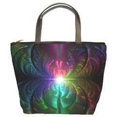 Anodized Rainbow Eyes And Metallic Fractal Flares Bucket Bags