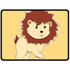 Happy Cartoon Baby Lion Double Sided Fleece Blanket (large)  by Catifornia