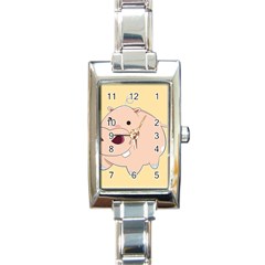 Happy Cartoon Baby Hippo Rectangle Italian Charm Watch by Catifornia