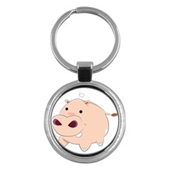 Happy Cartoon Baby Hippo Key Chains (round)  by Catifornia