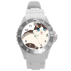 Ragdoll Cat For Life Round Plastic Sport Watch (l) by Catifornia