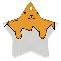 Yellow Cat Egg Star Ornament (two Sides) by Catifornia