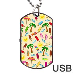 Beach Pattern Dog Tag Usb Flash (two Sides) by Valentinaart