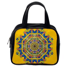 Happy Fantasy Earth Mandala Classic Handbags (one Side) by pepitasart
