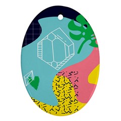 Behance Feelings Beauty Waves Blue Yellow Pink Green Leaf Oval Ornament (two Sides) by Mariart