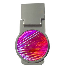 Zoom Colour Motion Blurred Zoom Background With Ray Of Light Hurtling Towards The Viewer Money Clips (round)  by Mariart