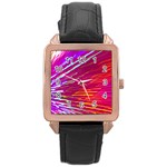 Zoom Colour Motion Blurred Zoom Background With Ray Of Light Hurtling Towards The Viewer Rose Gold Leather Watch  Front