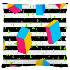 Cube Line Polka Dots Horizontal Triangle Pink Yellow Blue Green Black Flag Large Cushion Case (two Sides) by Mariart
