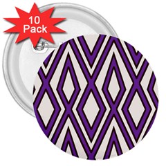 Diamond Key Stripe Purple Chevron 3  Buttons (10 Pack)  by Mariart
