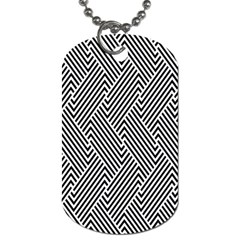 Escher Striped Black And White Plain Vinyl Dog Tag (two Sides) by Mariart