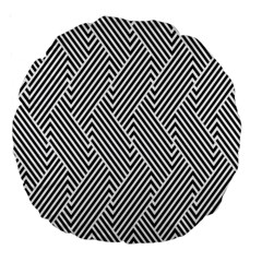 Escher Striped Black And White Plain Vinyl Large 18  Premium Round Cushions by Mariart