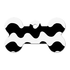 Lokki Cotton White Black Waves Dog Tag Bone (two Sides) by Mariart