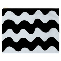 Lokki Cotton White Black Waves Cosmetic Bag (xxxl)  by Mariart