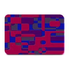 Offset Puzzle Rounded Graphic Squares In A Red And Blue Colour Set Plate Mats by Mariart