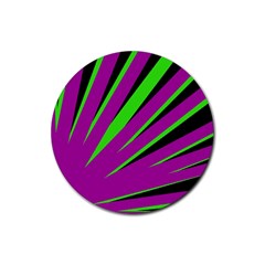 Rays Light Chevron Purple Green Black Rubber Coaster (round)  by Mariart