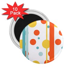 Stripes Dots Line Circle Vertical Yellow Red Blue Polka 2 25  Magnets (10 Pack)  by Mariart