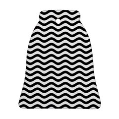Waves Stripes Triangles Wave Chevron Black Ornament (bell) by Mariart