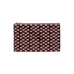 Chocolate Pink Hearts Gift Wrap Cosmetic Bag (small)  by Mariart