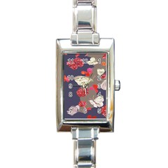 Original Butterfly Carnation Rectangle Italian Charm Watch by Mariart