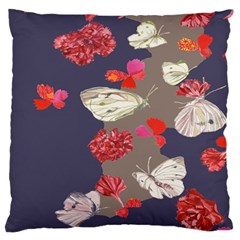 Original Butterfly Carnation Large Flano Cushion Case (one Side) by Mariart