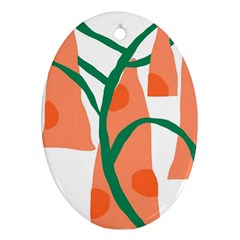 Portraits Plants Carrot Polka Dots Orange Green Oval Ornament (two Sides) by Mariart