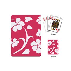 Pink Hawaiian Flower White Playing Cards (mini)  by Mariart