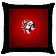 Funny Santa Claus  On Red Background Throw Pillow Case (black) by FantasyWorld7
