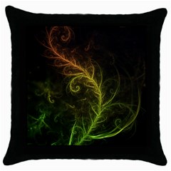 Fractal Hybrid Of Guzmania Tuti Fruitti And Ferns Throw Pillow Case (black) by jayaprime