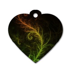 Fractal Hybrid Of Guzmania Tuti Fruitti And Ferns Dog Tag Heart (two Sides) by jayaprime