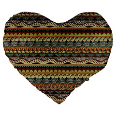 Aztec Pattern Large 19  Premium Heart Shape Cushions by BangZart
