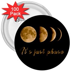 Moon Phases  3  Buttons (100 Pack)  by Valentinaart