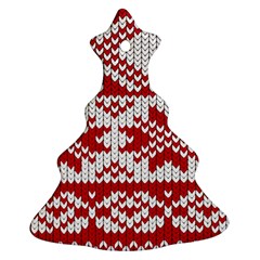 Crimson Knitting Pattern Background Vector Christmas Tree Ornament (two Sides) by BangZart