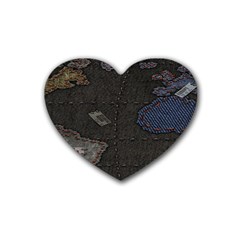 World Map Heart Coaster (4 Pack)  by BangZart