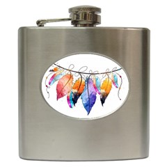 Watercolor Feathers Hip Flask (6 Oz) by LimeGreenFlamingo