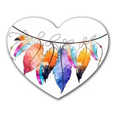 Watercolor Feathers Heart Mousepads