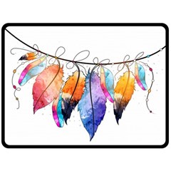 Watercolor Feathers Double Sided Fleece Blanket (large)  by LimeGreenFlamingo