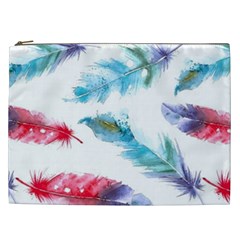 Watercolor Feather Background Cosmetic Bag (xxl)  by LimeGreenFlamingo