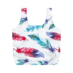 Watercolor Feather Background Full Print Recycle Bags (m)  by LimeGreenFlamingo