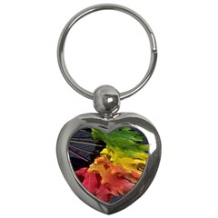 Green Yellow Red Maple Leaf Key Chains (heart)  by BangZart