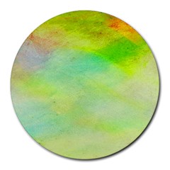 Abstract Yellow Green Oil Round Mousepads by BangZart