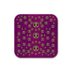 Ladybug In The Forest Of Fantasy Rubber Coaster (square)  by pepitasart