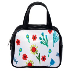 Flowers Fabric Design Classic Handbags (one Side) by BangZart