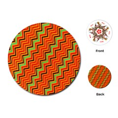 Orange Turquoise Red Zig Zag Background Playing Cards (round)  by BangZart