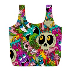 Crazy Illustrations & Funky Monster Pattern Full Print Recycle Bags (l)  by BangZart
