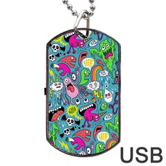 Monster Party Pattern Dog Tag Usb Flash (two Sides) by BangZart