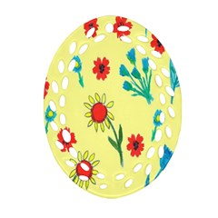 Flowers Fabric Design Oval Filigree Ornament (two Sides) by BangZart