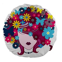 Beautiful Gothic Woman With Flowers And Butterflies Hair Clipart Large 18  Premium Round Cushions by BangZart
